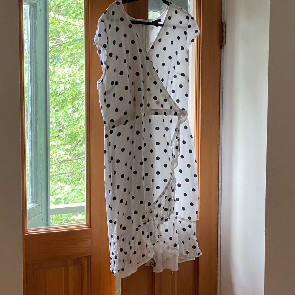 Polka dot wrap dress with cap sleeves